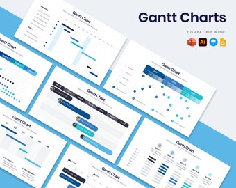 Gantt Chart Templates | Diagrams for PowerPoint, Illustrator, Keynote, Google Slides | PPTX | Easy to Edit | Best Infographic Templates