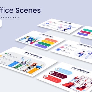 Office Scene Infographic Slides | Template for Google Slides | Best Google Slides Template | Easy to Edit