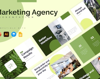Presentatiesjabloon marketingbureau | PowerPoint-sjabloon, dia's voor Keynote, Google-dia's en Illustrator