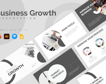 Modello di presentazione per la crescita aziendale / Modello di PowerPoint, Diapositive per Keynote, Presentazioni Google e Illustrator
