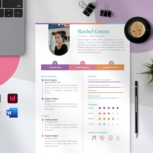 Zoe Resume Template | Professional Microsoft Word CV InDesign Template Powerpoint Resume Creative Cover Letter