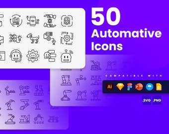 Automative Icons | Vector Icons for Powerpoint, Keynote, Illustrator, Google Slides, Sketch, Figma