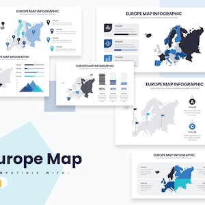 Europa Kaart Infographics | Sjabloon voor Google Presentaties | Beste Google-diasjabloon | Eenvoudig te bewerken