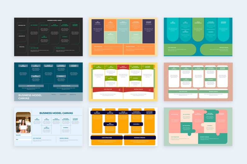 Business Model Canvas Infographic Slides | Template for Illustrator ...