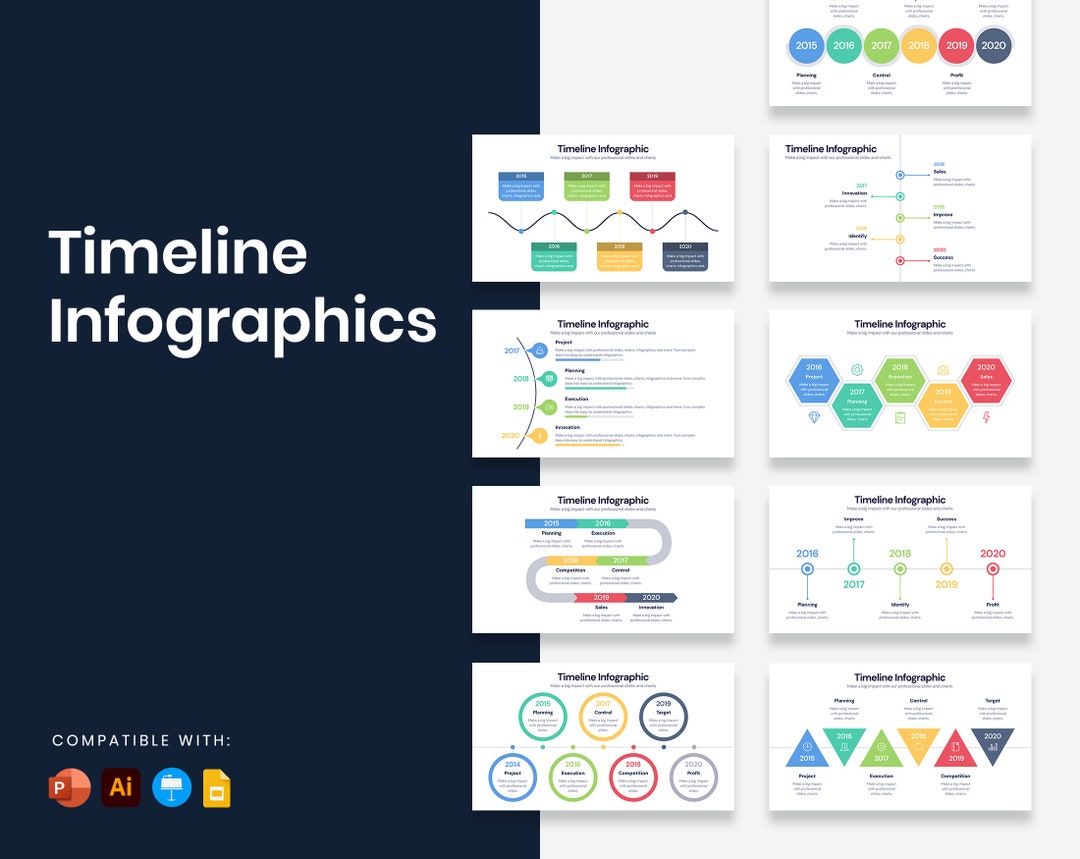 Timeline Infographic Templates Diagrams for Powerpoint, Illustrator ...