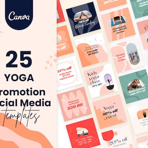 Yoga Social Media Canva Templates | Yoga Social Media Bundle Templates ...