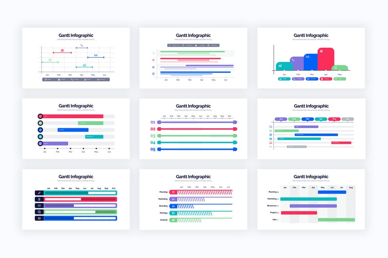 Plantillas / Diagramas de diagramas de Gantt para PowerPoint, Illustrator, Keynote, Google Slides imagen 3