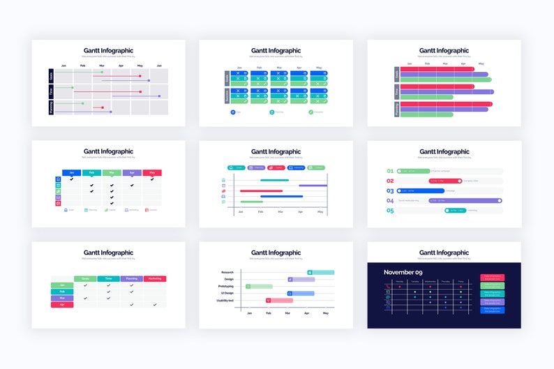 Plantillas / Diagramas de diagramas de Gantt para PowerPoint, Illustrator, Keynote, Google Slides imagen 2
