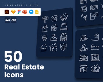Real Estate Icons | Vector Icons for Powerpoint, Keynote, Illustrator, Google Slides, Sketch, Figma