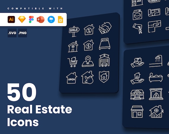 Real Estate Icons | Vector Icons for Powerpoint, Keynote, Illustrator, Google Slides, Sketch, Figma