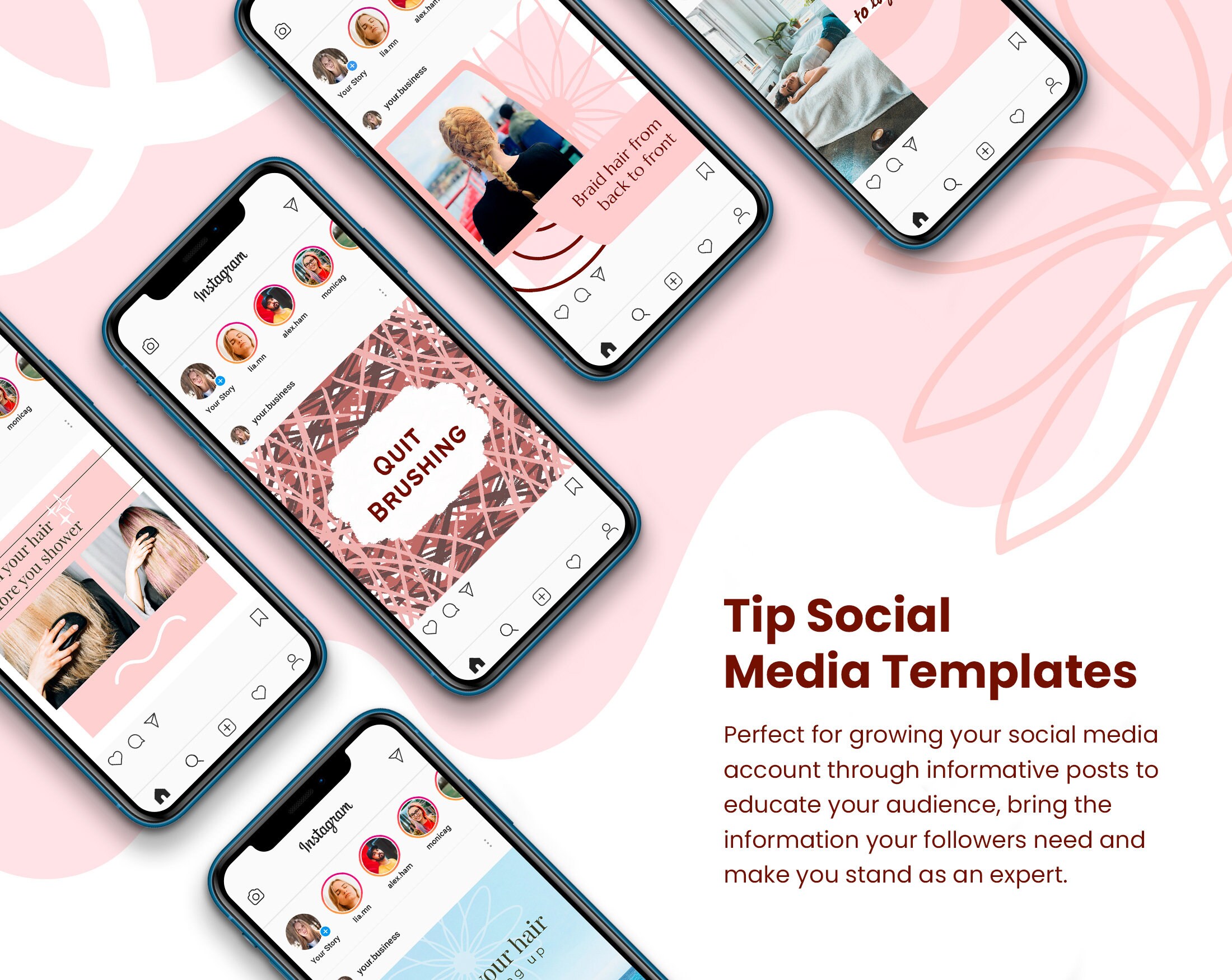 Hairstyle Tip Social Media Hairstyle Template for Canva - Etsy