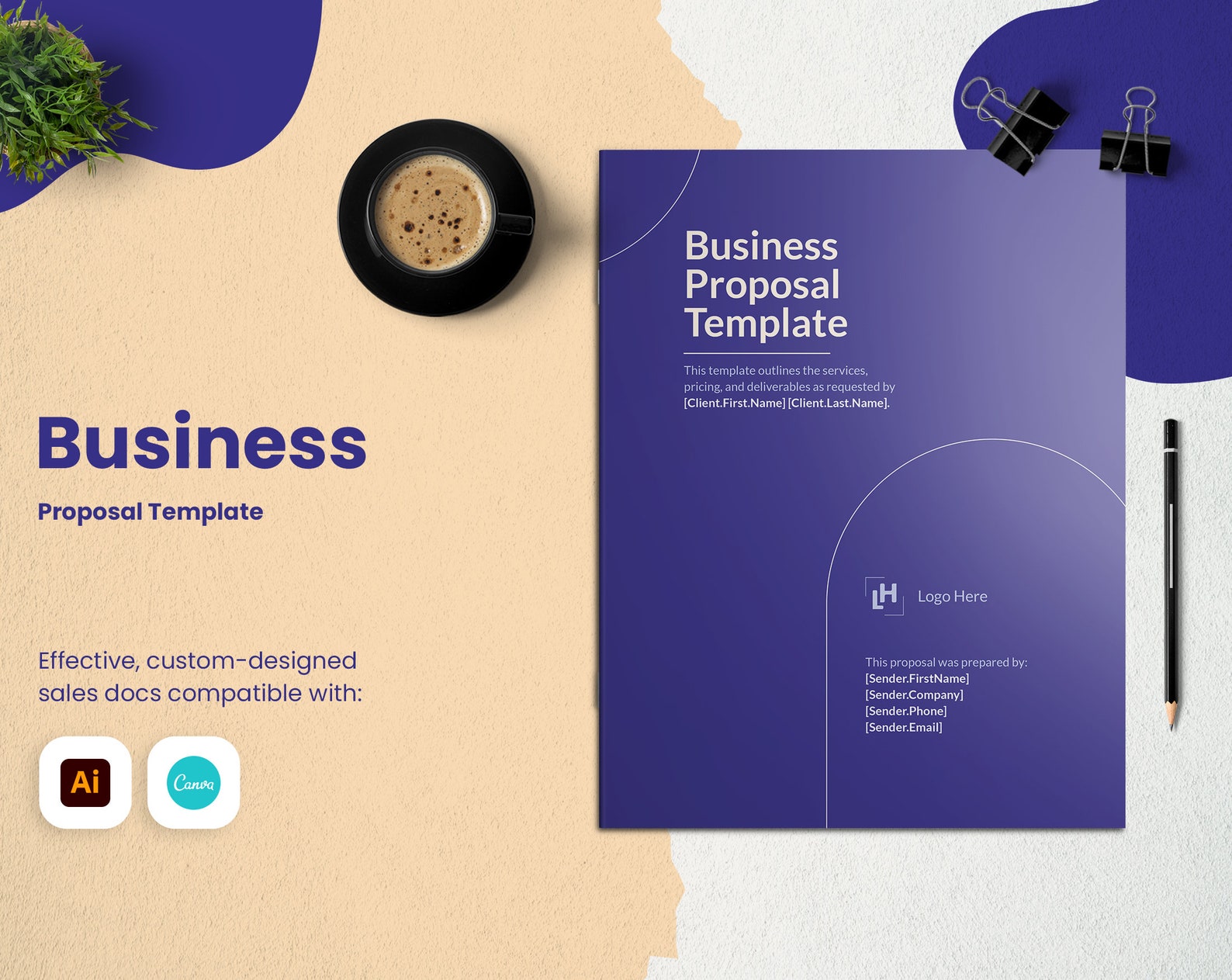 Business Proposal Template for CANVA & ILLUSTRATOR Etsy