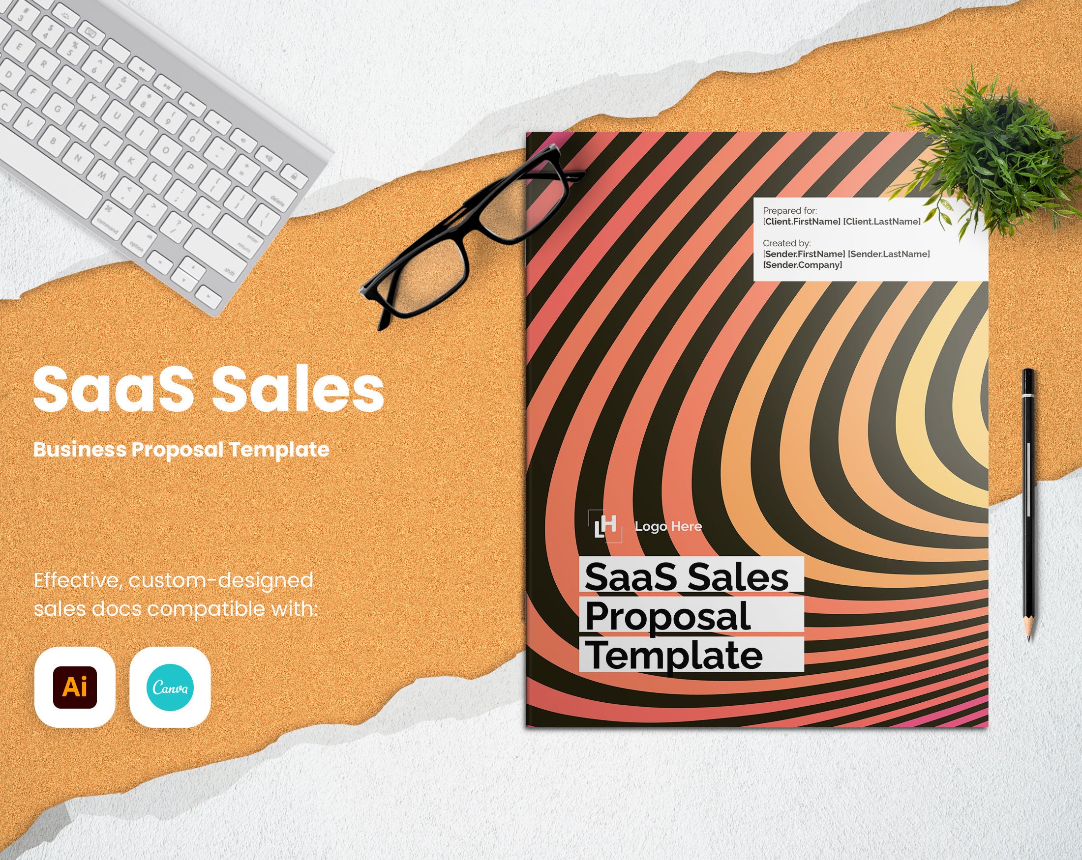 Saas Sales Proposal Template for CANVA & ILLUSTRATOR (Instant Download