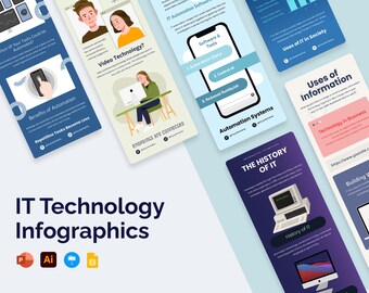 IT Technology Vertical Infographic Templates | Diagrams for PowerPoint, Illustrator, Keynote, Google Slides
