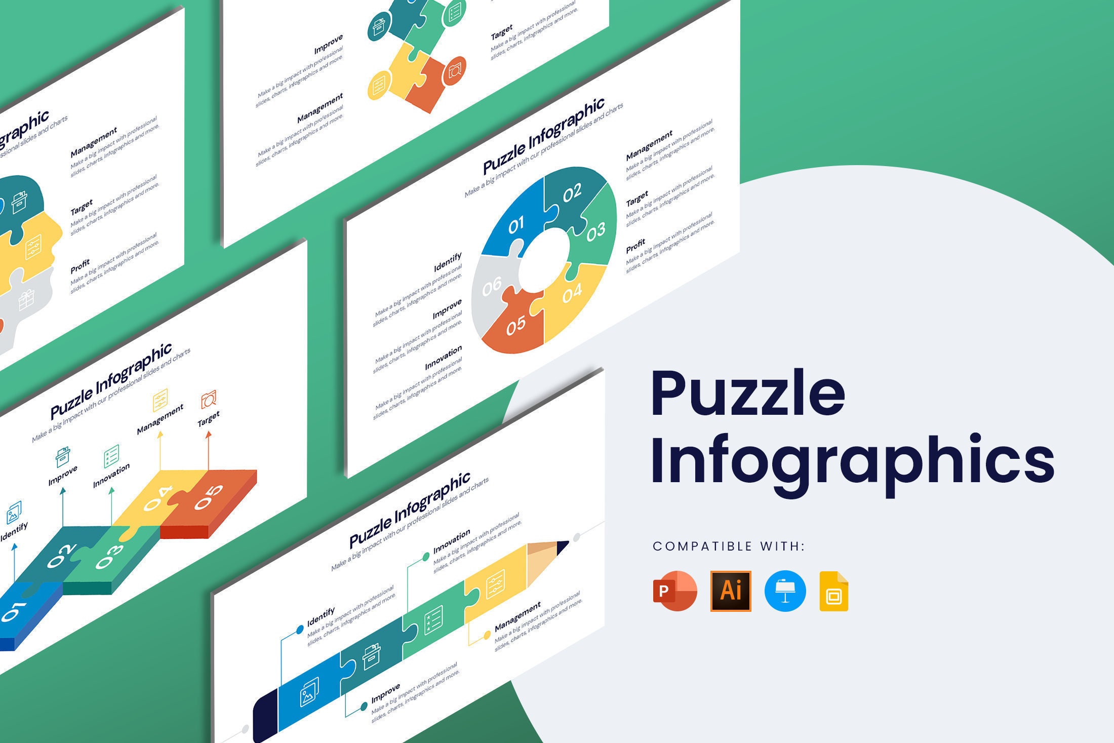 Puzzle Infographic Templates | Diagrams for Powerpoint, Illustrator ...