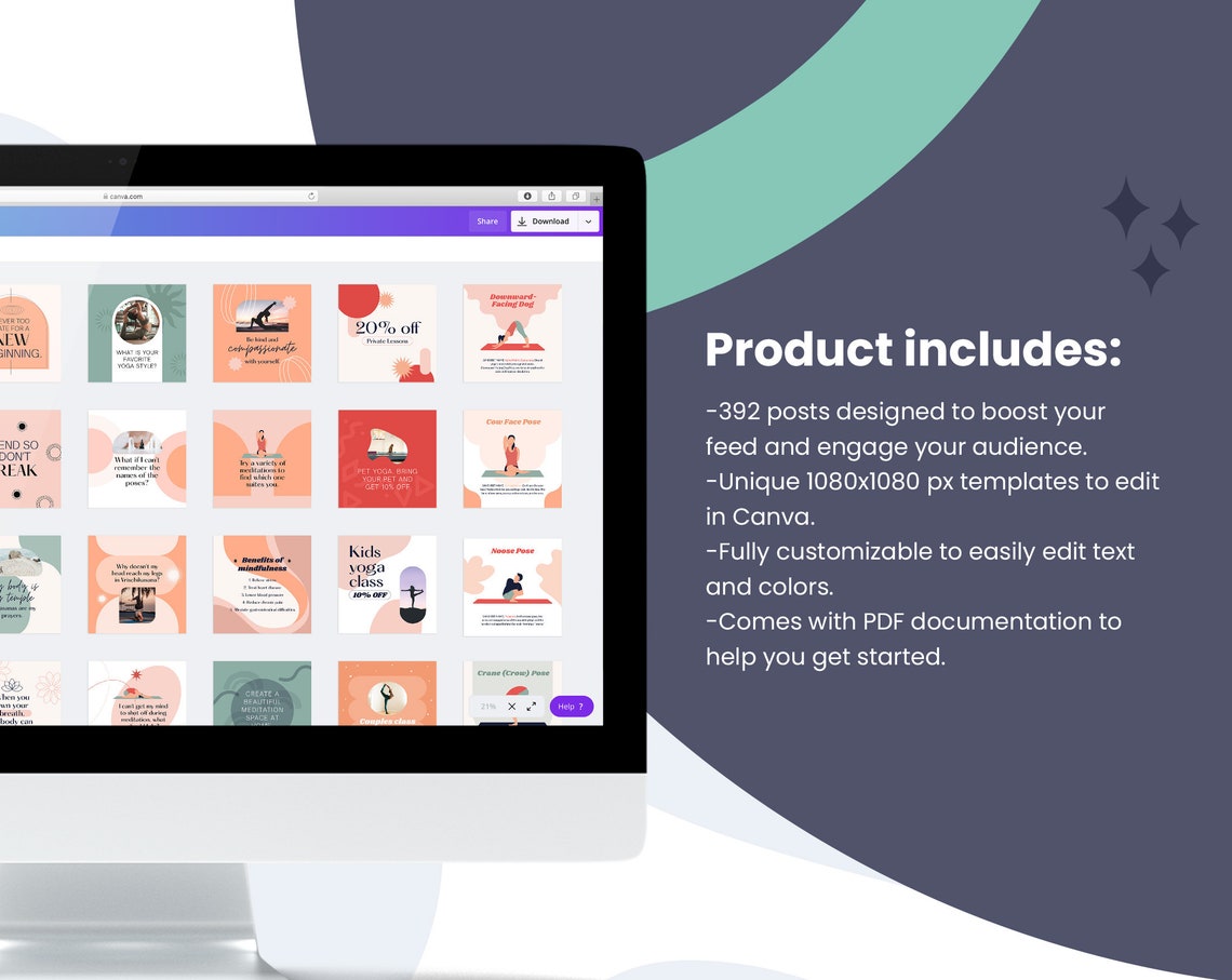 Yoga Social Media Canva Templates | Yoga Social Media Bundle Templates ...