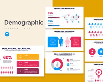 Può includere: Un set di diapositive di infografica con grafici e icone che rappresentano dati demografici. Le diapositive presentano percentuali, simboli di genere e figure stilizzate che rappresentano persone. Le diapositive sono progettate per essere utilizzate in presentazioni o report.