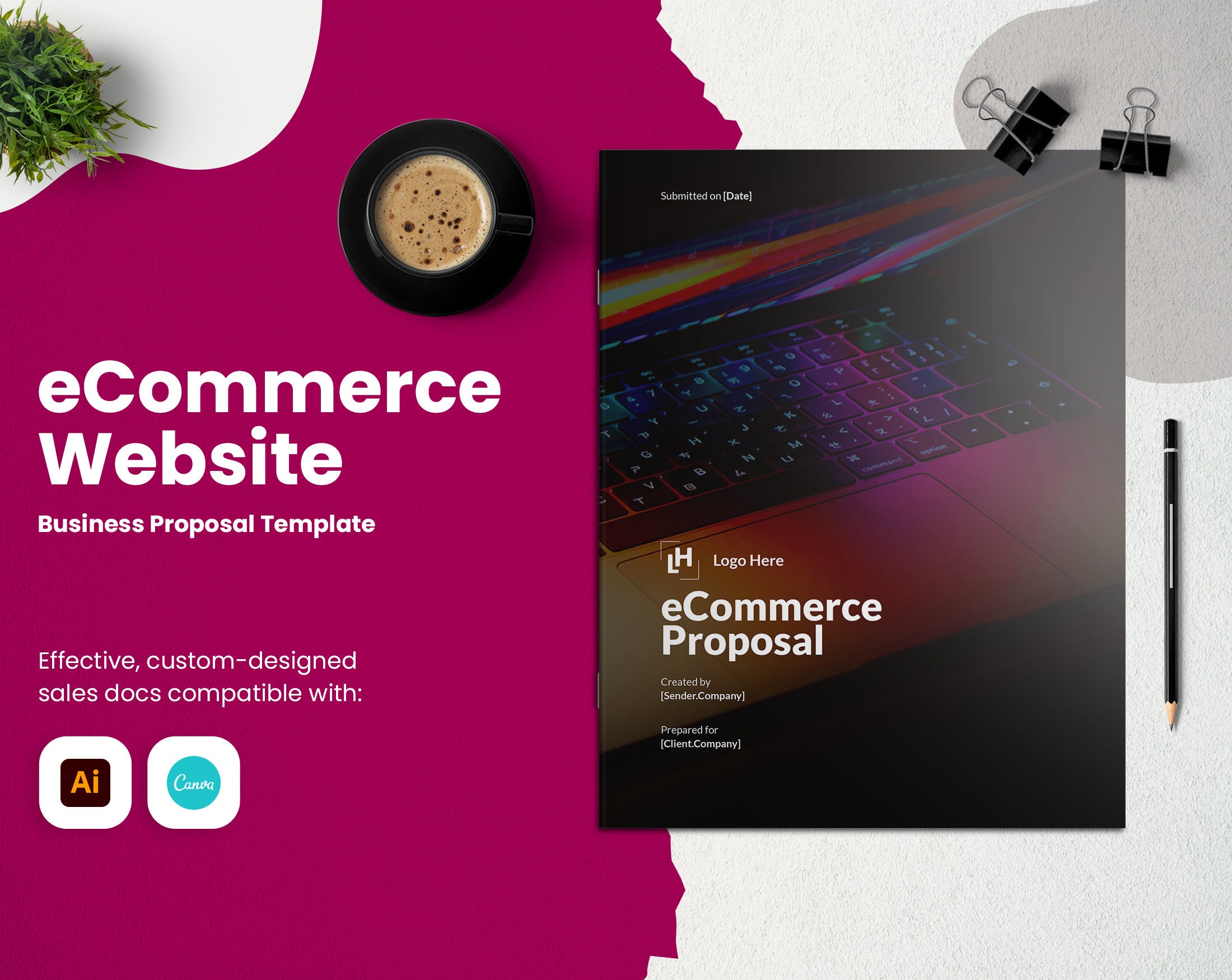 Ecommerce Website Business Proposal Template for CANVA & ILLUSTRATOR - Etsy