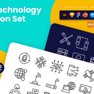 Technology Icons | Vector Icons for Powerpoint, Keynote, Illustrator, Google Slides, Sketch, Figma