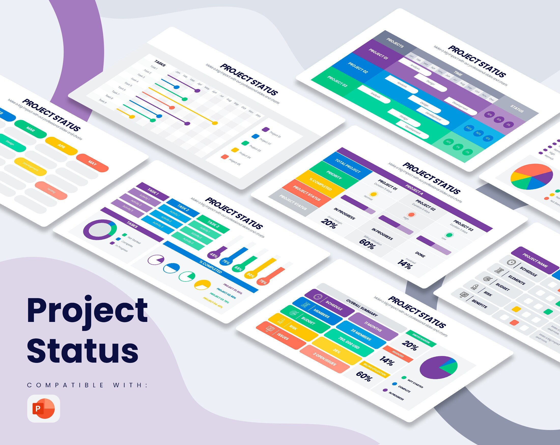 Project Status Infographics | Template for Powerpoint, Best Powerpoint Template, Easy to Edit, Professional PowerPoint Templates
