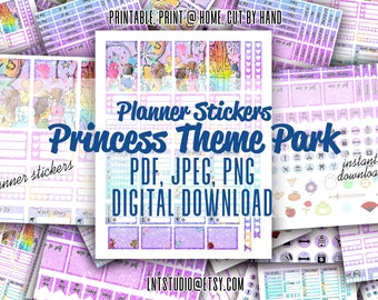 Princess Planner Stickers - Instant Download, Printable Weekly Planner Stickers for Journals & Agendas, Print at Home