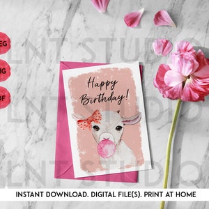 Cute Animal Birthday Card, Farm Animal Birthday Card, Printable Card, Print at Home - Goat #1