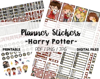 HP Wizards, Spells Happy Planner Stickers, Printable Stickers, Print at Home Planner
