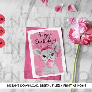 Cute Animal Birthday Card, Farm Animal Birthday Card, Printable Card, Print at Home - Lamb #1
