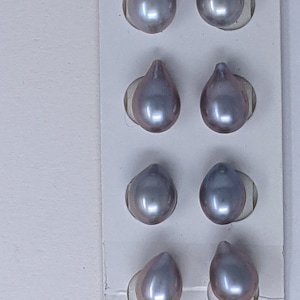 Dyed Chinese freshwater pearls oval silver gray pairs 9.0-9.5mm, undrilled
