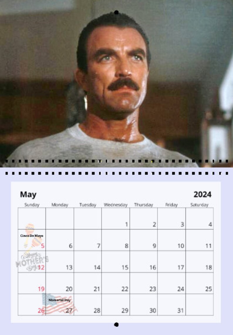 Tom Selleck 2024 Wall Calendar Etsy