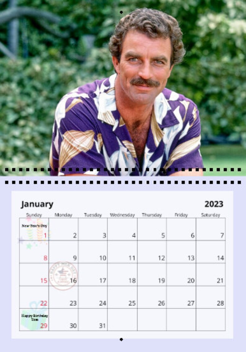 Tom Selleck 2023 Wall Calendar Etsy