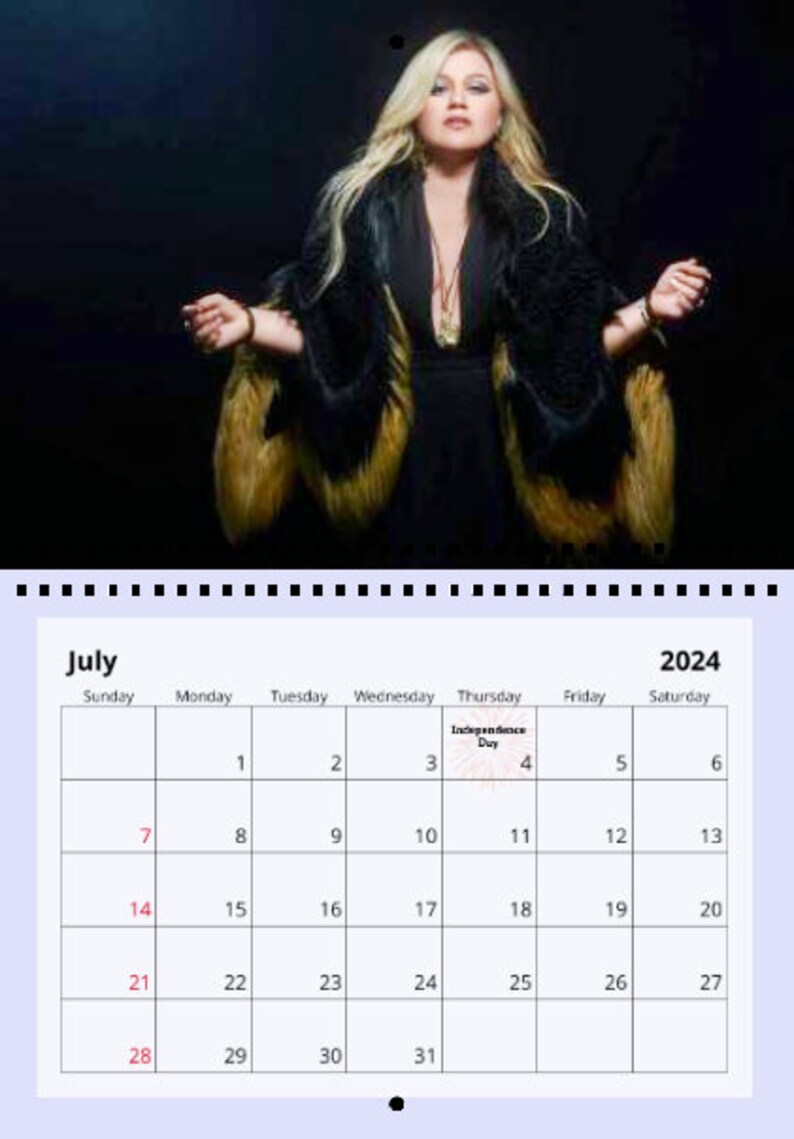 Kelly Clarkson 2024 Wall Calendar Etsy