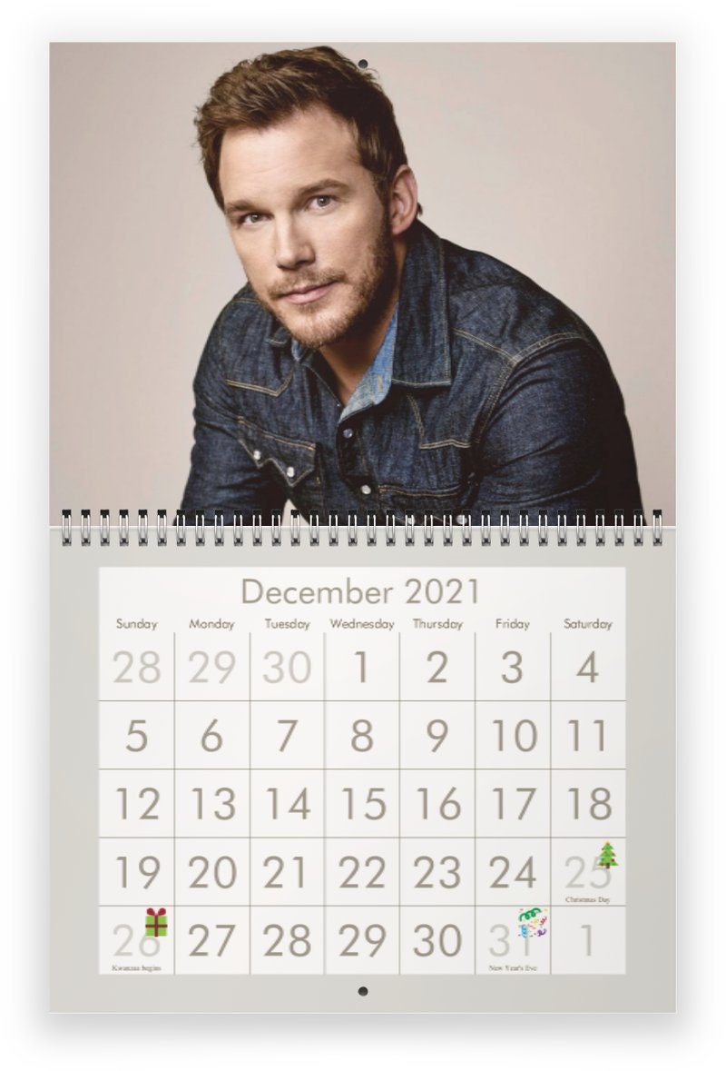 Chris Pratt 2021 Calendario de pared Etsy