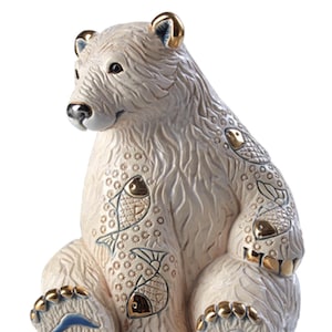 Handmade Sculpted Ceramic Polar Bear Figurine - De Rosa Collections - Medium Wildlife