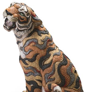 Handmade Ceramic Tiger Sculpture - De Rosa Collections - Gallery Sized