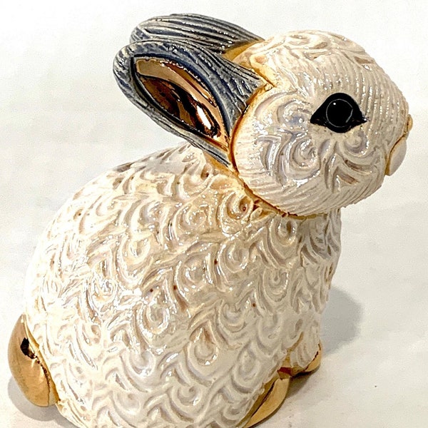 Handmade Sculpted Mini Ceramic Bunny Figurine: De Rosa Mini Collection Issued 2022