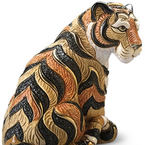 Handmade Ceramic Tiger Figurine: De Rosa Medium Wildlife Collectible, 2021 Issue