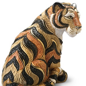 Ceramic Tiger Sitting, Ceramic Tiger statue, Tiger figurine, Tiger lover, Tiger Collector, Tiger Sculpture, 2022ChineseNew Year of the Tiger