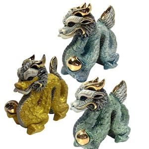 Handmade Sculpted Ceramic Chinese Dragon Figurine - Art Decor Gifts - De Rosa Collections - The Families Collection