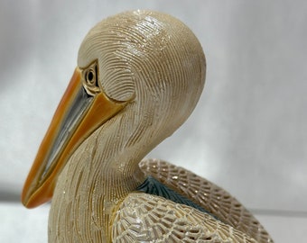 Handmade Sculpted Ceramic Pelican Figurine - Art Decor Gift - De Rosa Collections - The Families Collection