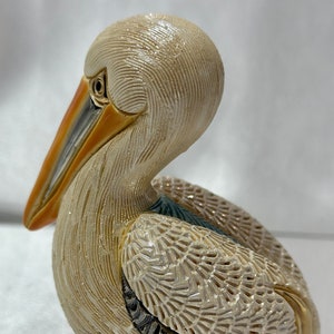 Handmade Sculpted Ceramic Pelican Figurine - Art Decor Gift - De Rosa Collections - The Families Collection