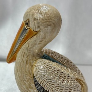 Handmade Sculpted Ceramic Pelican Figurine - Art Decor Gift - De Rosa Collections - The Families Collection