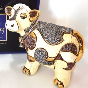 Handmade Sculpted Ceramic Dairy Cow Figurine - De Rosa Collections - The Families