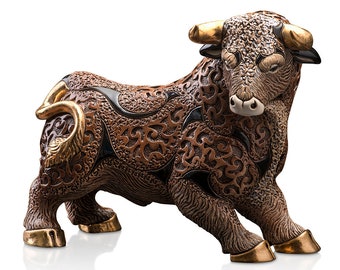 Handmade Ceramic Brave Bull Sculpture - De Rosa Collections - Gallery Sized