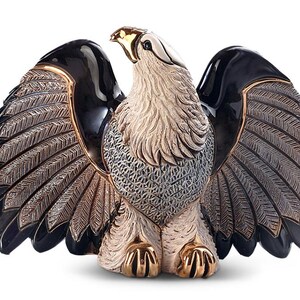 Handmade Sculpted Ceramic Bald Eagle Figurine - De Rosa Collections - Medium Wildlife