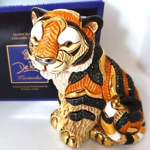 Ceramic Tiger, Tiger Figurine, Tiger Ornament, Tiger Decor, Tiger Lovers Gift, Tiger Statue, Tiger Figurines, Tiger Gift, Tiger Sculpture