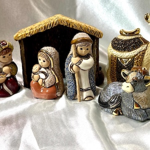 Handmade Ceramic Sculpted Nativity Figurine Set