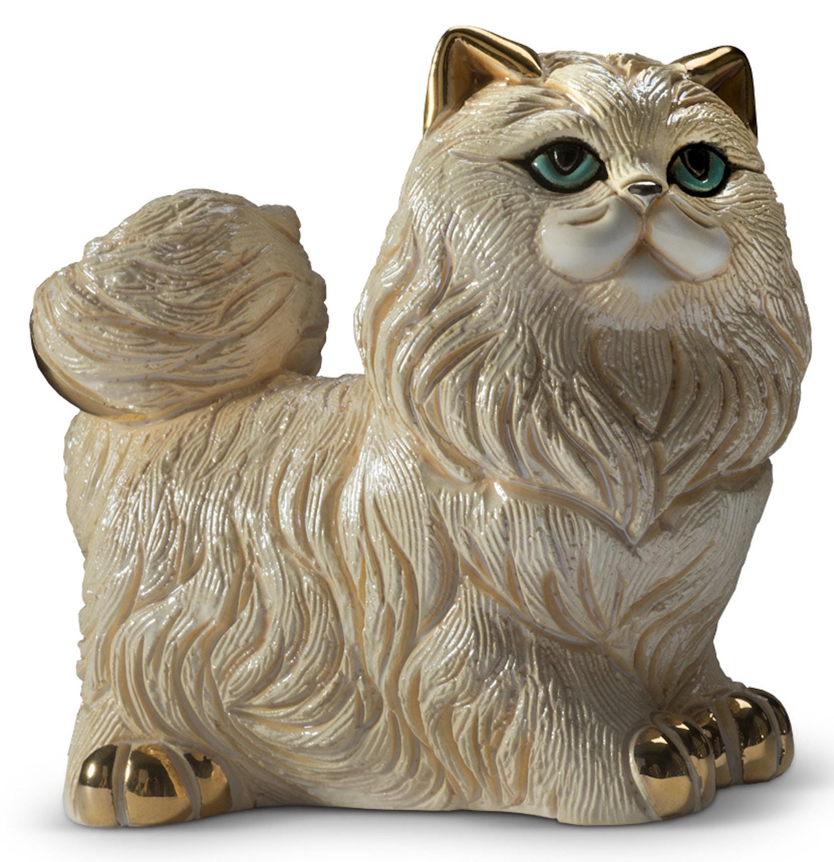 Handmade Sculpted Angora Cat figurine - De Rosa Collections - The Families
