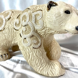 Handmade Sculpted Ceramic Polar Bear Sculpture - De Rosa Collections - The Gallery Collection