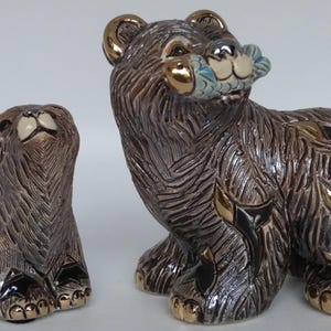 Handmade Sculpted Ceramic Grizzly Bear Figurines: De Rosa Family Collection, 2010
